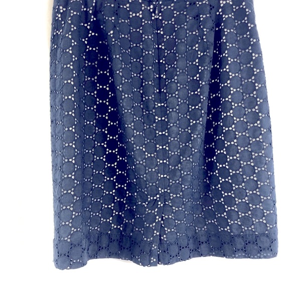 ANN TAYLOR LOFT zipper Eyelet Lace Skirt Navy Blue - Picture 2 of 5